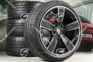 20-inch Carrera Sport summer wheels set, rims 8,5J x 20 ET57 + 10,5J x 20 ET47 + NEW summer tires 235/35 ZR20 + 265/35 ZR20, with TPMS, black high gloss