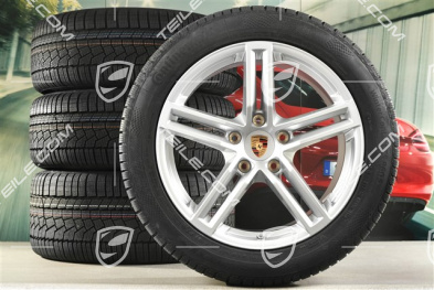 19" Panamera Winterräder Satz, Felgen 9J x 19 ET64 + 10,5J x 19 ET62 + Continental Winter Contact TS860 S Winterreifen 265/45 R19 + 295/40 R19, in Silber