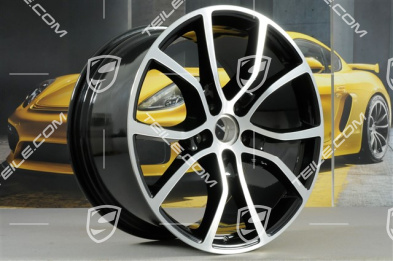 21-inch wheel rim set Cayenne ExclusiveDesign, 11J x 21 ET58 + 9,5J x 21 ET46,Jet Black Metallic