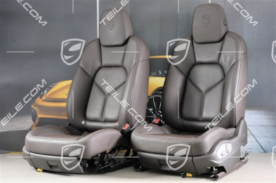 Seats, brown leather, with Porsche crest, el. adjustable, set (L+R)