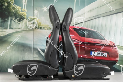 Seats, el. adjustable, leather, black , set (L+R)