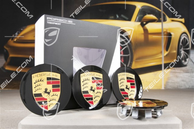 Hub cap set, crest coloured, black high gloss