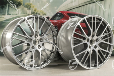 21" Komplet felg Panamera Exclusive Design Sport, 9,5J x 21 ET71 + 10,5J x 21 ET71, platynowo srebrny metalik