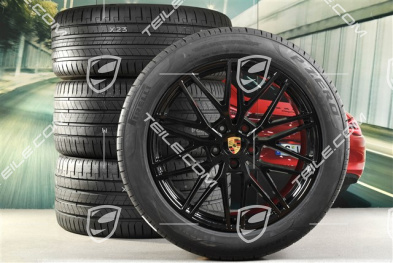 21-inch Cayenne Coupe RS Spyder Design summer wheel set, rims 9,5J x 21 ET46 + 11,0J x 21 ET49 + NEW Pirelli P Zero summer tyres 285/45 R21 + 315/40 R21, with TPMS, black high gloss