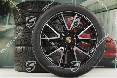 20" Koła zimowe, komplet "Exclusive Design", felgi 9,5 J x 20 ET71 + 10,5 J x 20 ET71 + NOWE opony zimowe Michelin Pilot Alpin 4 275/40 R20 + 315/35 R20, czarne wysoki połysk