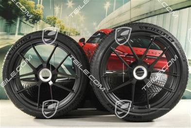 20"+21" Carrera GTS, koła zimowe, komplet, mocowane centralnie, felgi 8,5J x 20 ET50 + 11J x 21 ET82 + NOWE opony zimowe Michelin 245/35 R20 + 305/30 R21, z czujnikami ciśnienia, Anthracite Grey