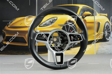 Multifunction steering wheel with paddles, 3-spoke, Leather, Black