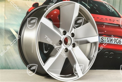 21" Felga Taycan Exclusive Design, 9,5J x 21 ET60, Platinum satynowy półmat, przednia, L