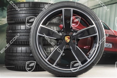 20-inch Carrera Sport summer wheels set, rims 8,5J x 20 ET57 + 10,5J x 20 ET47 + NEW summer tires 235/35 ZR20 + 265/35 ZR20, with TPMS, black high gloss