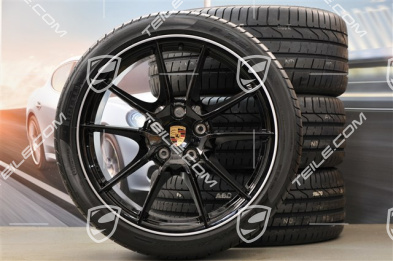20-inch Carrera S (III) summer wheel set, 8J x 20 ET57 + 9,5J x 20 ET45, Pirelli tyres 235/35 ZR20 + 265/35 ZR20, rims star in black (glossy)
