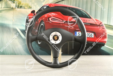 Sports steering wheel, 3-spoke, Black leather without airbag, Carrera RS