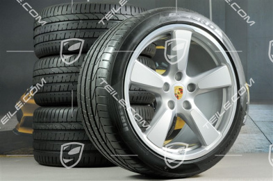 20" Sport Classic summer wheels set,GT-Silber met.,  rims 9,5J x 20 ET65 + 11,5 x 20 ET63 + NEW summer tyres 255/40 ZR20 + 295/35 ZR20, with TPM