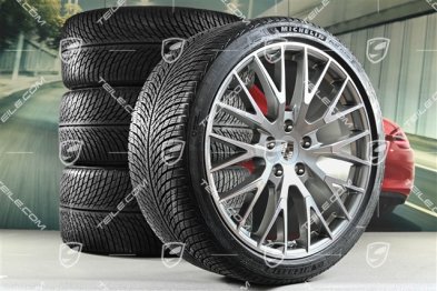 21-inch Panamera Exclusive Design Winter wheel set, wheel rims 9,5J x 21 ET71 + 10,5J x 21 ET71 + NEW Michelin winter tyres 275/35 R21 + 315/30 R21, Platin Silver