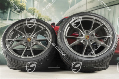 20-inch winter wheels set Carrera S (IV), rims 8,5J x 20 ET49 + 11J x 20 ET56 + Pirelli Sottozero II winter tyres 245/35 R20 + 295/30 R20, in platinum