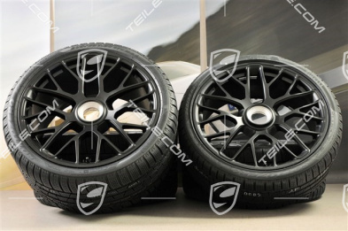 20" Turbo S central locking winter wheel set for Turbo S, wheels 8,5J x 20 ET51 + 11J x 20 ET59 + NEW Pirelli Sottozero II winter wheels 245/35 R20+295/30 R20, TPMS, black satin mat