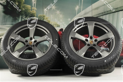 20-inch "Macan Sport" winter wheels set, rims 9J x 20 ET26 + 10J x 20 ET19 + NEW Pirelli winter tyres 265/45 R 20 + 295/40 R 20, platinum satin matt, with TPMS