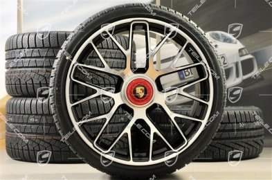 GT3 20" Winterräder Satz "Turbo S" Zentralverschluss, 9J x 20 ET51 + 11J x 20 ET59 + NEUE Michelin Winterreifen 245/35 R20+295/30 R20, RDK-Sensoren