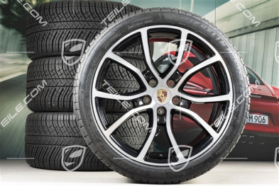 21-inch Cayenne COUPE Exclusive Design winter wheel set, rims 9,5J x 21 ET46 + 11,0J x 21 ET49 + NEW Michelin Pilot Alpin 5 winter tyres 275/40 R21 + 305/35 R21, with TPMS, black high gloss + bright-polished areas