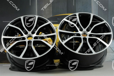 21-inch wheel rim set Cayenne ExclusiveDesign, 11J x 21 ET58 + 9,5J x 21 ET46,Jet Black Metallic