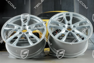 19" Boxster S III Felgensatz, 8J x 19 x ET 57 + 9,5J x 19 x ET 45, Felgenstern in Rhodiumsilbermetallic