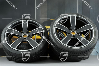 20-inch summer wheels set Carrera Sport, rims 8,5J x 20 ET49 + 11,5J x 20 ET56 + summer tyres 245/35 R20 + 305/30 R20, Jet Black Metallic