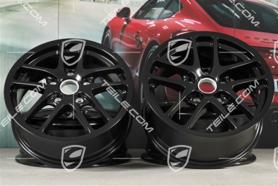 17" Komplet felg Cayman, przednie 6,5J x 17 ET55 + tylne 8J x 17 ET40, czarny wysoki połysk