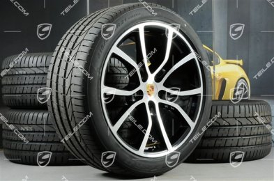 21-inch Cayenne COUPE Exclusive Design summer wheel set, rims 9,5J x 21 ET46 + 11,0J x 21 ET49 + Pirelli summer tyres 285/40 R21 + 315/35 R21, black high gloss, with TPMS