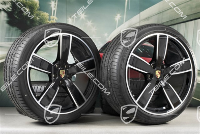 22" Sommerräder Satz Sport Classic, Felgen 10J x 22 ET48 + 11,5J x 22 ET61 + Pirelli Sommerreifen 285/35 ZR22 + 315/30 ZR22, tiefschwarz-metallic, mit RDK-Sensoren