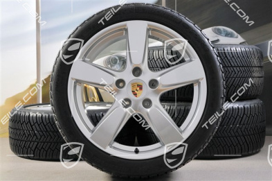 19" winter wheel set Cayman S, 8J x 19 ET57 + 9,5J x 19 ET45, tyres Michelin Pilot Alpin 4 235/40 R19 + 265/40 R19, with TPMS.