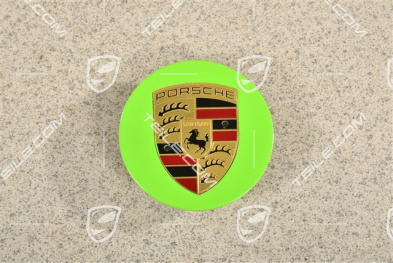 Hub cap, convex, crest coloured, Lizard green