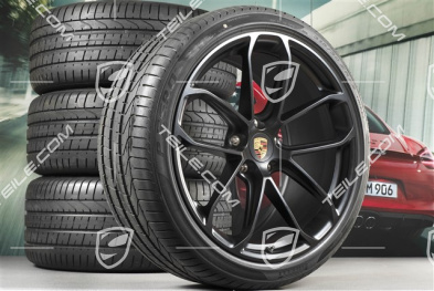 22" Cayenne Coupé GT Sommerräder Satz, Felgen 10J x 22 ET48 + 11,5J x 22 ET52 + Pirelli P Zero Sommerreifen 285/35 R22 + 315/30 R22, mit RDK-Sensoren, schwarz seidenmatt